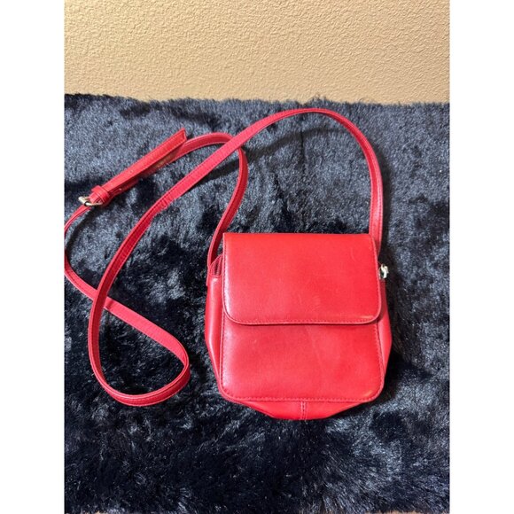 Vintage Hobo International Red Leather Crossbody Bag With Adjustable Strap - Picture 1 of 8